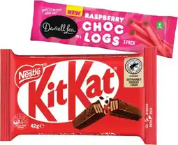 IGA Nestlé Medium Bars 35‑50g, Darrell Lea Choc Logs 3 Pack or Smarties 50g Selected Varieties offer