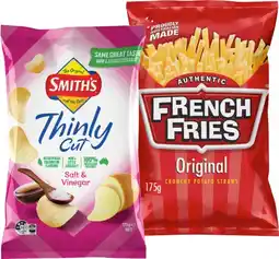 IGA Smith’s Thinly Cut, French Fries or Samboy Potato Chips 175g Selected Varieties offer