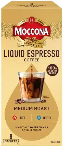 IGA Moccona Liquid Espresso Coffee Sachet Selected Varieties offer