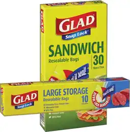 IGA Glad Snap Lock Resealable Bags Selected Varieties offer