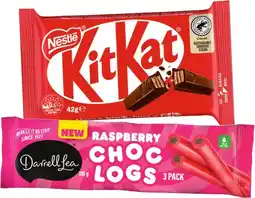 IGA Nestlé Medium Bars 35‑50g, Smarties 50g or Darrell Lea Choc Logs 3 Pack Selected Varieties offer