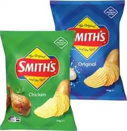 IGA Smith’s Crinkle Cut Chips 150‑170g Selected Varieties offer