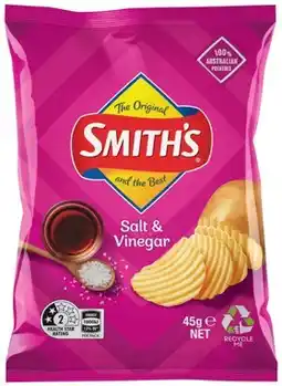 IGA Smith’s Crinkle Cut Chips, Twisties or Doritos Corn Chips 45g Selected Varieties offer