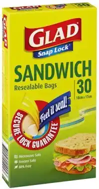 IGA Glad Snap Lock Sandwich Bags 30 Pack or Snack Bags 60 Pack Selected Varieties offer