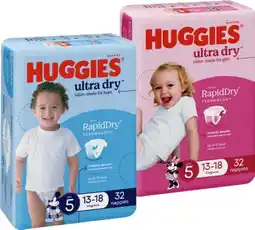 IGA Huggies Ultra Dry or SkinProtect Nappies 30‑54 Pack Selected Varieties offer