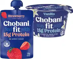 IGA Chobani Fit Protein Greek Yogurt Pouch 150g or Pot 160g Selected Varieties offer