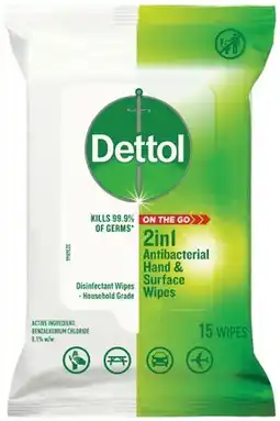 IGA Dettol 2in1 Antibacterial Hands & Surface Wipes offer