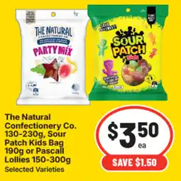 IGA The natural confectionery co. sour patch kids bag or pascall lollies offer