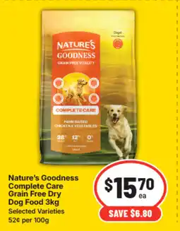 IGA Nature's goodness complete care grain free dry dog food offer