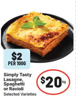 IGA Simply tasty lasagne, spaghetti or ravioli offer