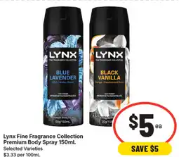 IGA Lynx fine fragrance collection premium body spray offer
