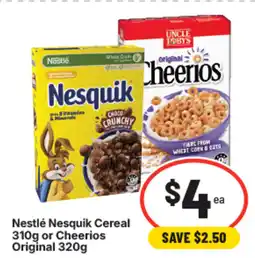 IGA Nestlé nesquik cereal or cheerios Original offer