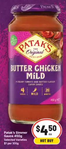 IGA Patak's simmer sauce offer
