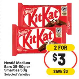 IGA Nestlé medium bars or smarties offer