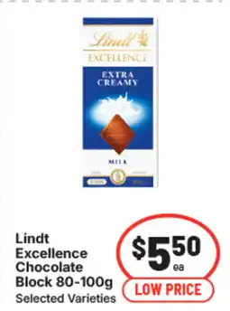 IGA Lindt excellence chocolate block offer