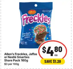 IGA Allen's freckles, jaffas or nestlé smarties offer