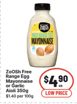 IGA Zoosh free range egg mayonnaise or garlic Aioli offer