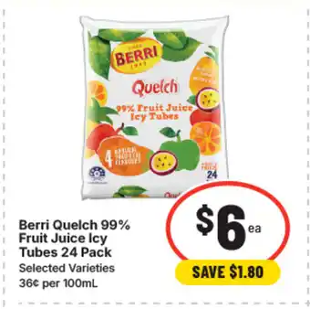 IGA Berri quelch fruit juice icy tubes offer