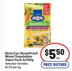 IGA Birds eye steamfresh mixed vegetables offer