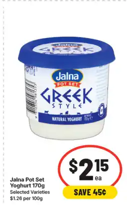 IGA Jalna pot set yoghurt offer