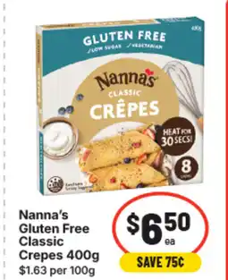 IGA Nanna's gluten free classic crepes offer