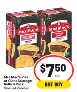 IGA Mrs mac's pies or giant sausage rolls offer
