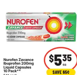 IGA Nurofen zavance ibuprofen liquid capsules offer