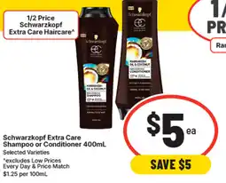 IGA Schwarzkopf extra care shampoo or conditioner offer