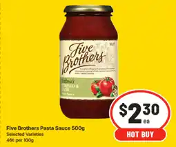 IGA Five brothers pasta sauce offer
