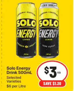 IGA Solo energy drink offer
