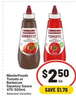 IGA MasterFoods Tomato or Barbecue Squeezy Sauce offer