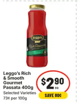 IGA Leggo's rich & smooth gourmet passata offer
