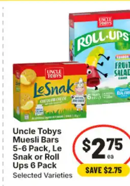 IGA Uncle Tobys Muesli Bars, Le Snak or Roll offer