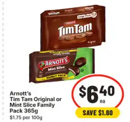IGA Arnott's tim tam original or mint slice family pack offer
