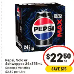 IGA Pepsi, solo or schweppes offer