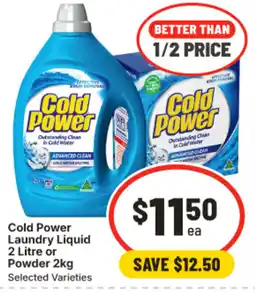 IGA Cold power laundry liquid or powder offer