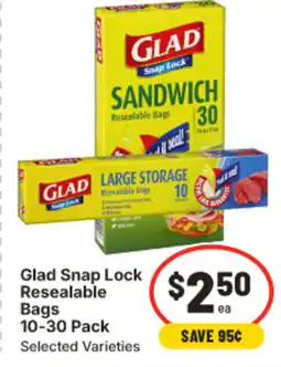 IGA Glad snap lock resealable bags offer
