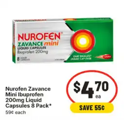 IGA Nurofen zavance mini liquid capsules ibuprofen liquid capsules offer