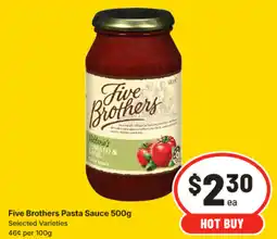 IGA Five brothers pasta sauce offer