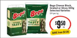 IGA Bega cheese block, grated or slices offer