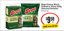 IGA Bega cheese block, grated or slices offer