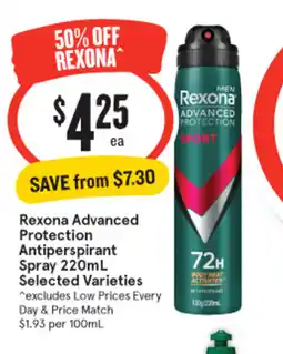 IGA Rexona advanced protection antiperspirant spray offer