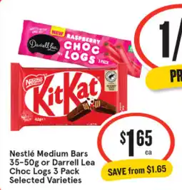 IGA Nestlé Medium Bars or Darrell Lea Choc Logs offer