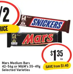 IGA Mars medium bars or m&m's offer