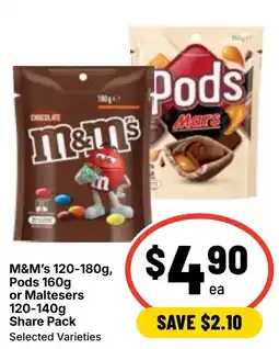 Ritchies M&M's, Pods or Maltesers Share Pack offer