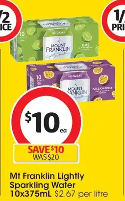 Coles Mount Franklin Lightly Sparkling Water Lime offer