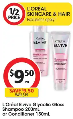 Coles L'Oréal Elvive Glycolic Gloss Shampoo offer