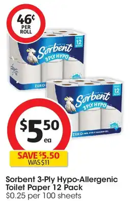 Coles Sorbent 3-Ply Hypo-Allergenic Toilet Paper offer
