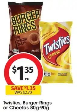 Coles Twisties, Burger Rings or Cheetos offer