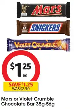 Coles Mars or Violet Crumble Chocolate Bar offer